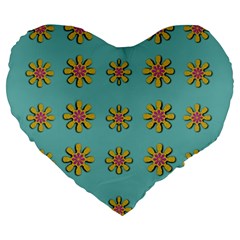 Fantasy Fauna Floral In Sweet Green Large 19  Premium Heart Shape Cushions