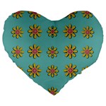 Fantasy Fauna Floral In Sweet Green Large 19  Premium Heart Shape Cushions Front