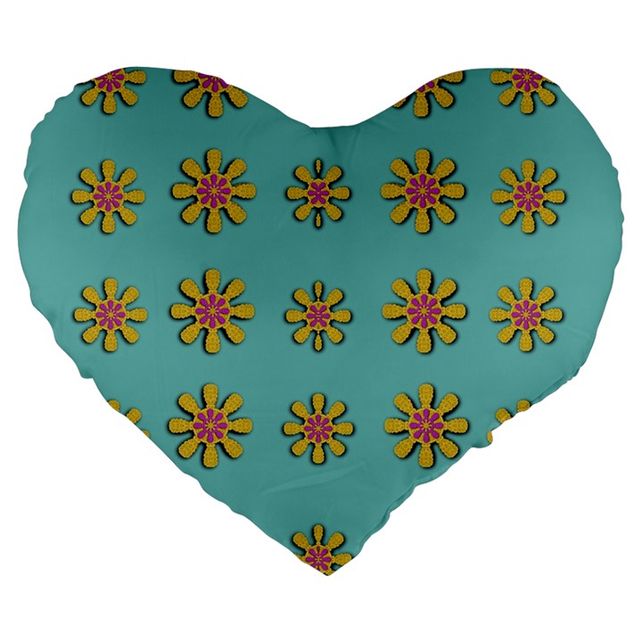 Fantasy Fauna Floral In Sweet Green Large 19  Premium Heart Shape Cushions