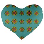 Fantasy Fauna Floral In Sweet Green Large 19  Premium Heart Shape Cushions Back