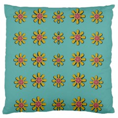 Fantasy Fauna Floral In Sweet Green Large Flano Cushion Case (One Side)