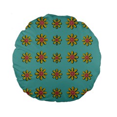 Fantasy Fauna Floral In Sweet Green Standard 15  Premium Flano Round Cushions