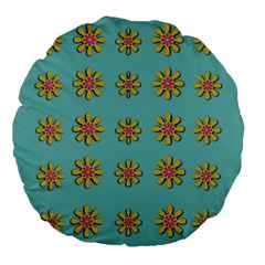 Fantasy Fauna Floral In Sweet Green Large 18  Premium Flano Round Cushions