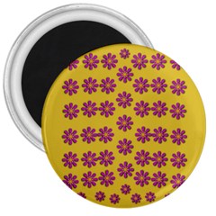 Fantasy Fauna Floral In Sweet Yellow 3  Magnets by pepitasart