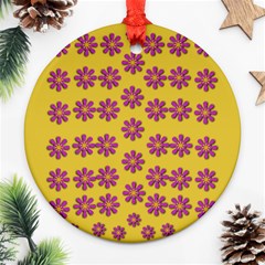 Fantasy Fauna Floral In Sweet Yellow Ornament (round) by pepitasart