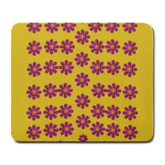 Fantasy Fauna Floral In Sweet Yellow Large Mousepads by pepitasart