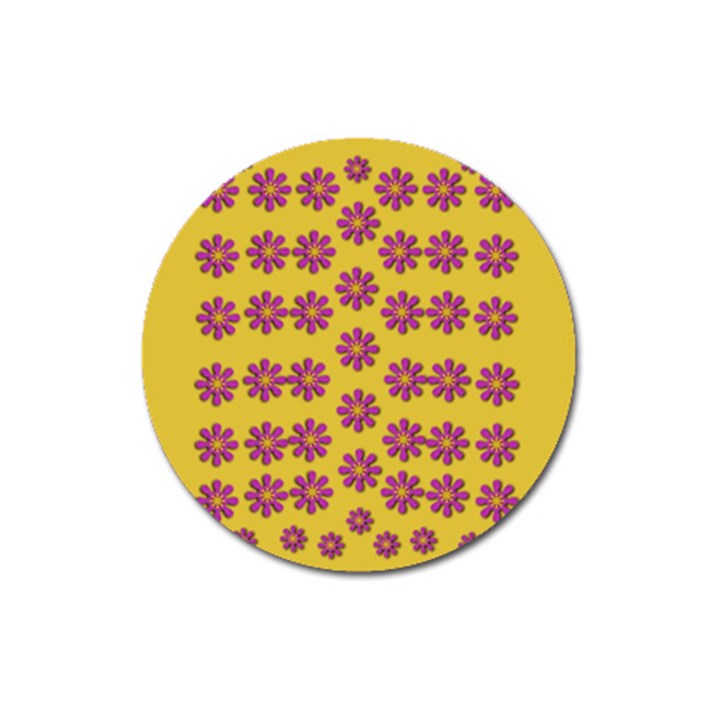 Fantasy Fauna Floral In Sweet Yellow Magnet 3  (Round)