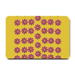 Fantasy Fauna Floral In Sweet Yellow Small Doormat  by pepitasart