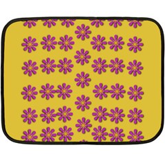 Fantasy Fauna Floral In Sweet Yellow Double Sided Fleece Blanket (mini)  by pepitasart