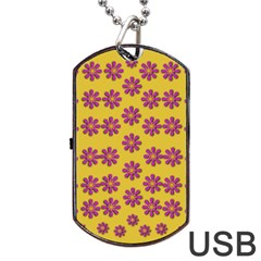 Fantasy Fauna Floral In Sweet Yellow Dog Tag Usb Flash (one Side) by pepitasart