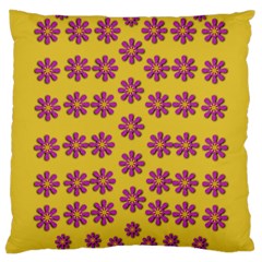 Fantasy Fauna Floral In Sweet Yellow Large Cushion Case (one Side) by pepitasart