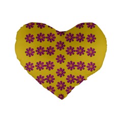 Fantasy Fauna Floral In Sweet Yellow Standard 16  Premium Heart Shape Cushions by pepitasart