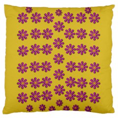 Fantasy Fauna Floral In Sweet Yellow Large Flano Cushion Case (two Sides) by pepitasart