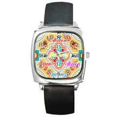 Floral Square Metal Watch