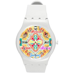 Floral Round Plastic Sport Watch (m)