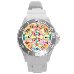 Floral Round Plastic Sport Watch (l)