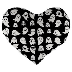 Cute Kawaii Ghost Pattern Large 19  Premium Heart Shape Cushions