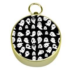 Cute Kawaii Ghost Pattern Gold Compasses by Valentinaart