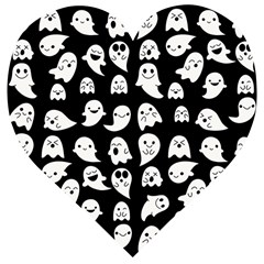 Cute Kawaii Ghost Pattern Wooden Puzzle Heart