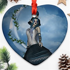 Wonderful Fantasy Women Heart Ornament (two Sides) by FantasyWorld7