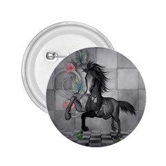 Wonderful Black And White Horse 2.25  Buttons