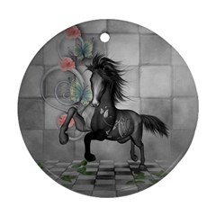 Wonderful Black And White Horse Ornament (Round)