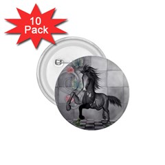 Wonderful Black And White Horse 1.75  Buttons (10 pack)