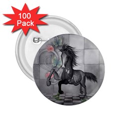 Wonderful Black And White Horse 2.25  Buttons (100 pack) 