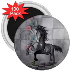 Wonderful Black And White Horse 3  Magnets (100 pack)