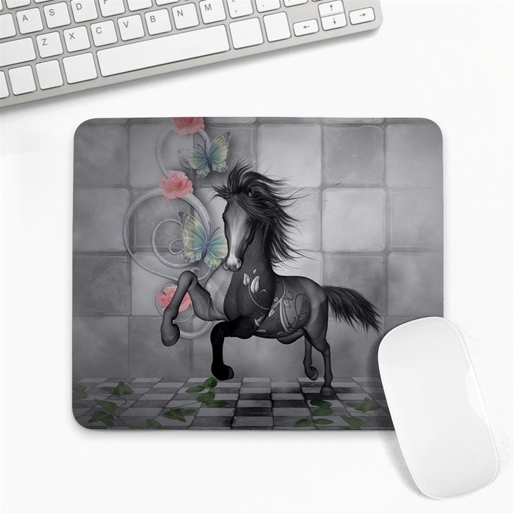 Wonderful Black And White Horse Large Mousepads