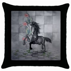 Wonderful Black And White Horse Throw Pillow Case (Black)