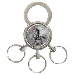 Wonderful Black And White Horse 3-Ring Key Chain