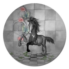 Wonderful Black And White Horse Magnet 5  (Round)