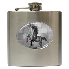 Wonderful Black And White Horse Hip Flask (6 oz)