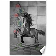 Wonderful Black And White Horse Canvas 12  x 18 