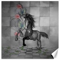 Wonderful Black And White Horse Canvas 16  x 16 