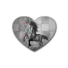 Wonderful Black And White Horse Heart Coaster (4 pack) 