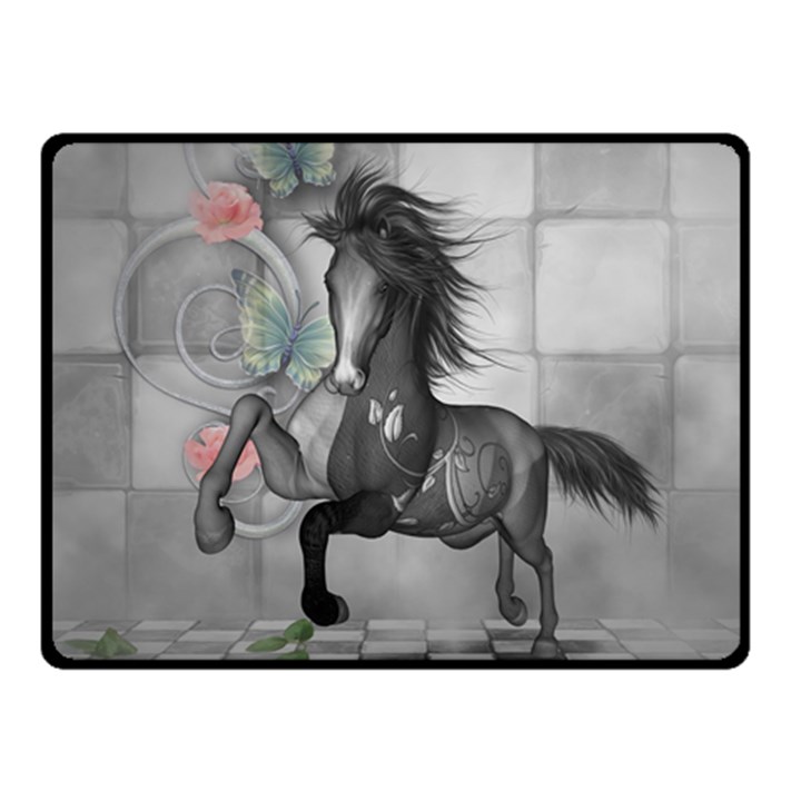 Wonderful Black And White Horse Fleece Blanket (Small)