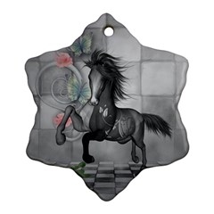 Wonderful Black And White Horse Ornament (Snowflake)