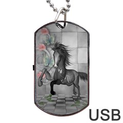 Wonderful Black And White Horse Dog Tag USB Flash (Two Sides)