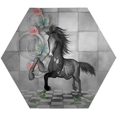 Wonderful Black And White Horse Wooden Puzzle Hexagon