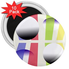 Retro Sphreres And Lines 3  Magnets (10 Pack)  by snowwhitegirl