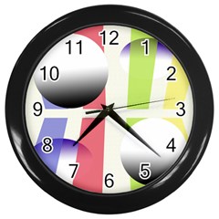 Retro Sphreres And Lines Wall Clock (black) by snowwhitegirl