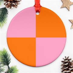 Mod Pink And Orange Squares Ornament (round) by snowwhitegirl