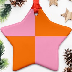 Mod Pink And Orange Squares Ornament (star) by snowwhitegirl