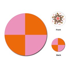 Mod Pink And Orange Squares Playing Cards Single Design (round) by snowwhitegirl