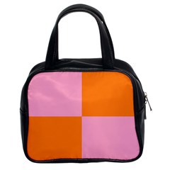 Mod Pink And Orange Squares Classic Handbag (two Sides) by snowwhitegirl