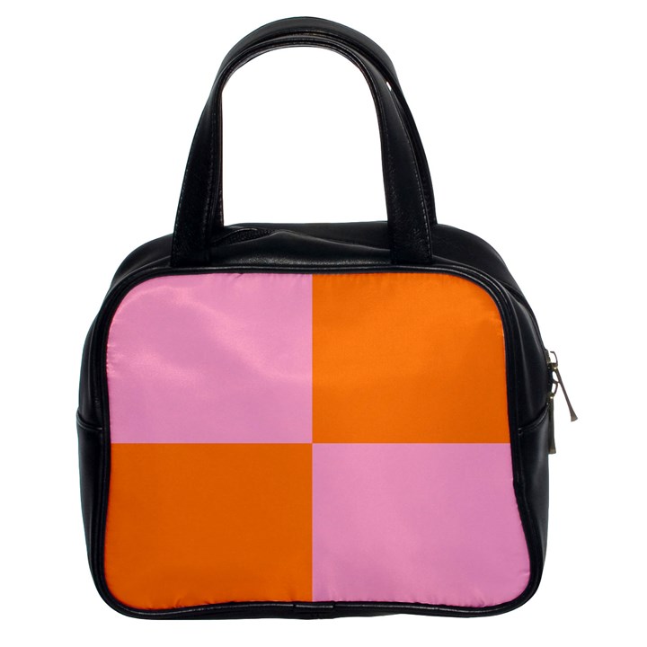 Mod Pink And Orange Squares Classic Handbag (Two Sides)