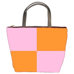 Mod Pink And Orange Squares Bucket Bag by snowwhitegirl