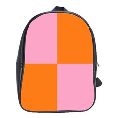 Mod Pink And Orange Squares School Bag (large) by snowwhitegirl